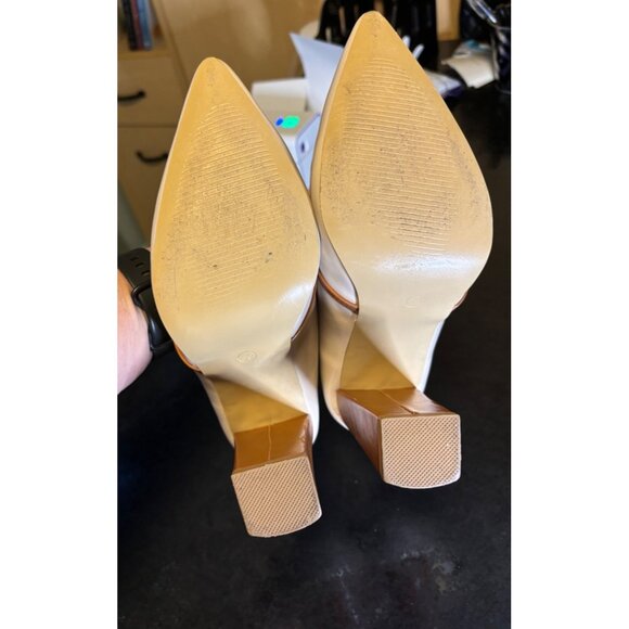 Vintage Style Unbranded Beige Brown Block Heel Pumps Sz 8 - Picture 7 of 10